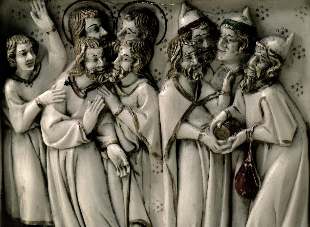 Judas recibiendo treinta piezas de plata, (detalle) de French School