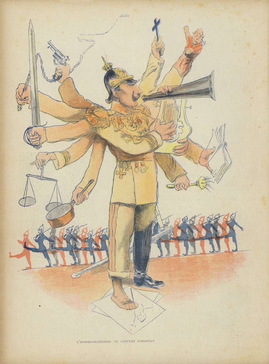Kaiser Wilhelm II, Ilustración para Le Rire (litografía en color) de French School