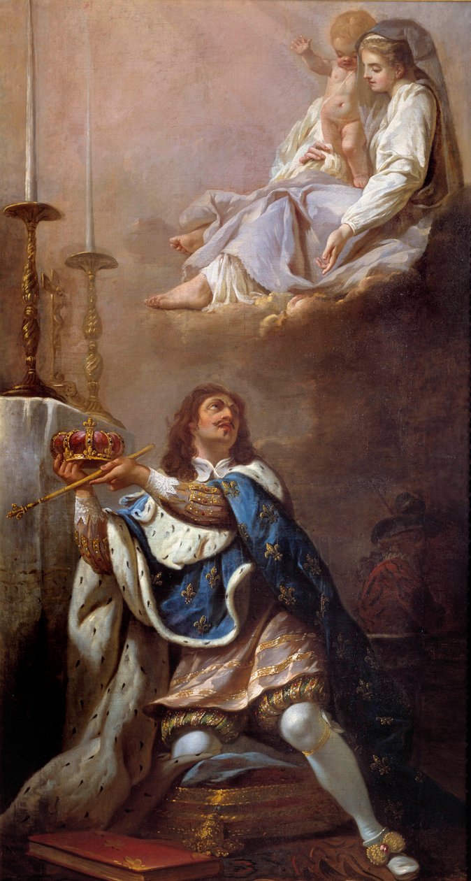 El rey Luis XIII ofreciendo su corona a la Virgen de French School
