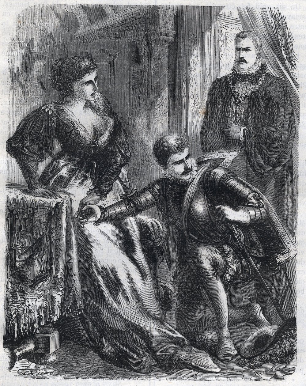 El Rey Felipe II (1527-1598) sorprende a su hijo, el Príncipe Don Carlos (1545-1568), intentando violar a su madrastra, la Reina Isabel (1545-1568) (Isabel de Francia o Isabel de Valois), el 17 de enero de French School