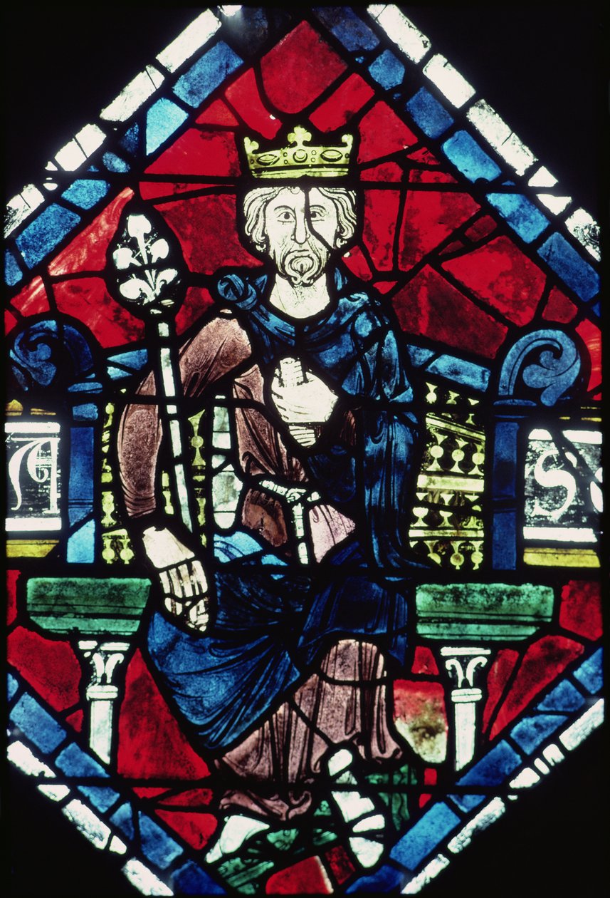 Rey de Judá, detalle de la ventana rosa norte, c.1223 de French School