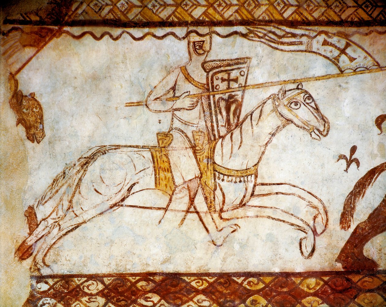 Caballero de la Orden de los Templarios (fresco) de French School
