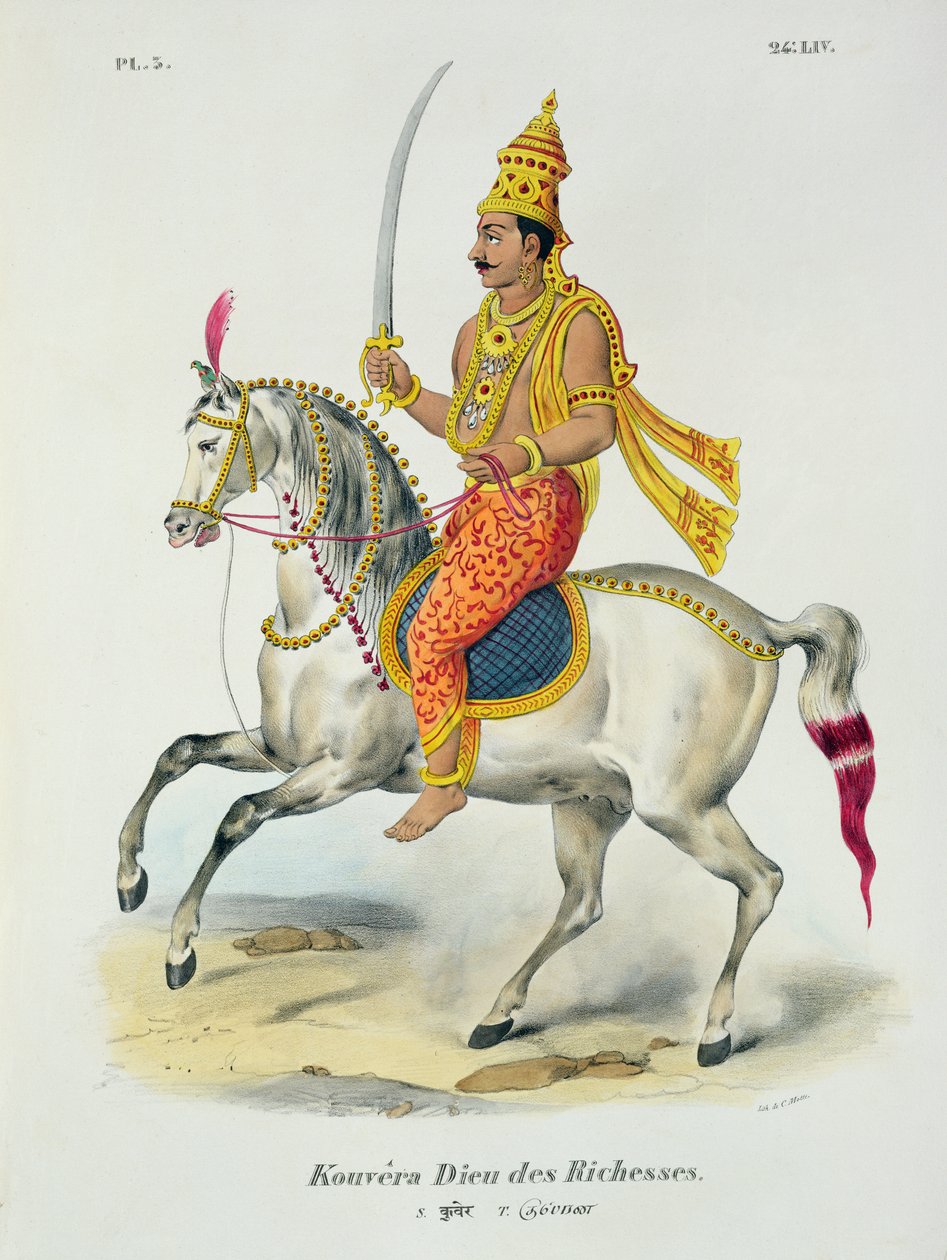 Kubera el dios de la Riqueza, grabado por C. de Motte (1785-1836) de French School