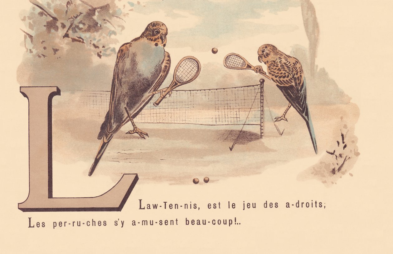 L: Lawn-Tennis, es el juego de los astutos; ¡Los periquitos se divierten mucho! de French School
