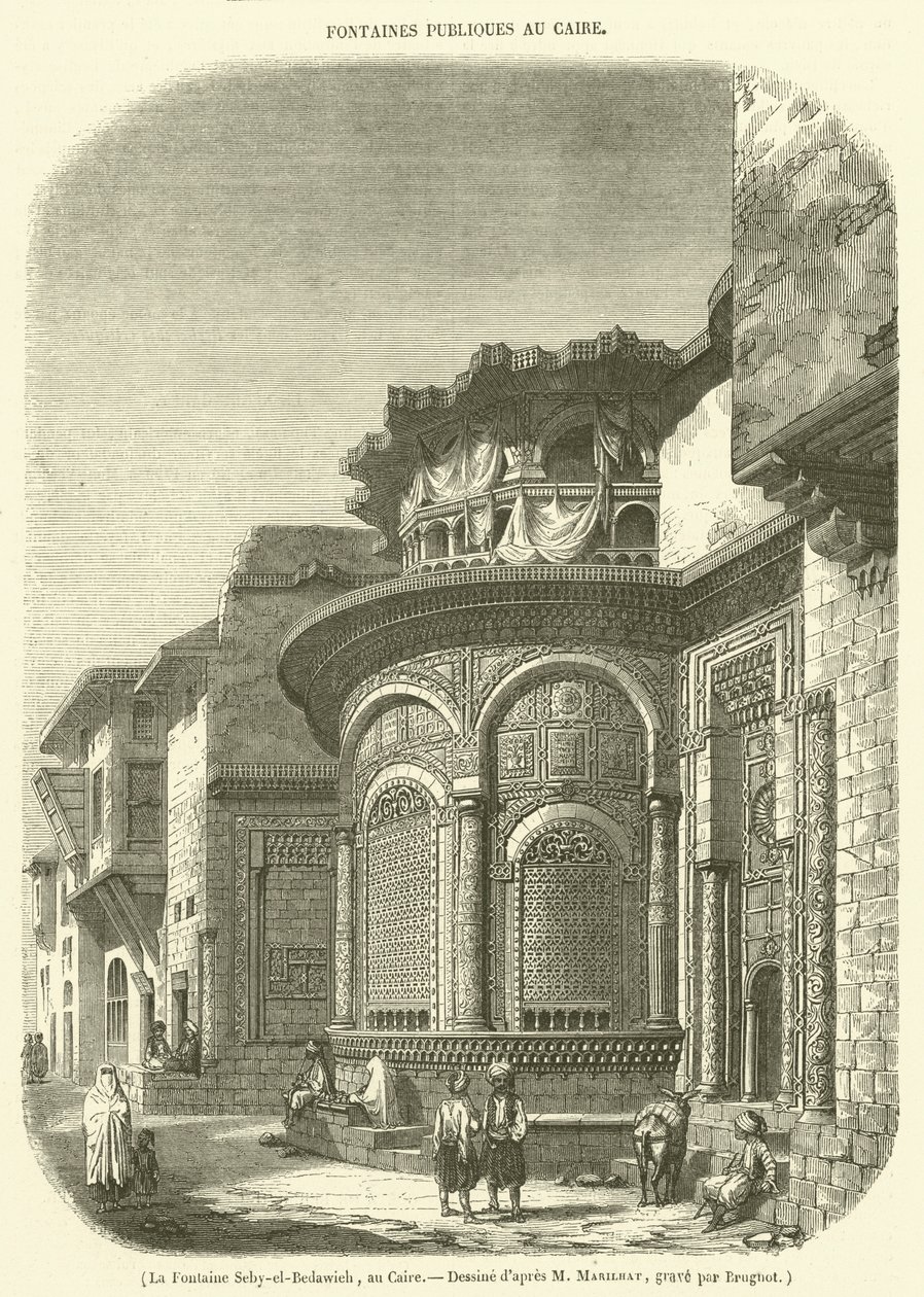 Fuente de Seby-el-Bedawieh, El Cairo (grabado) de French School