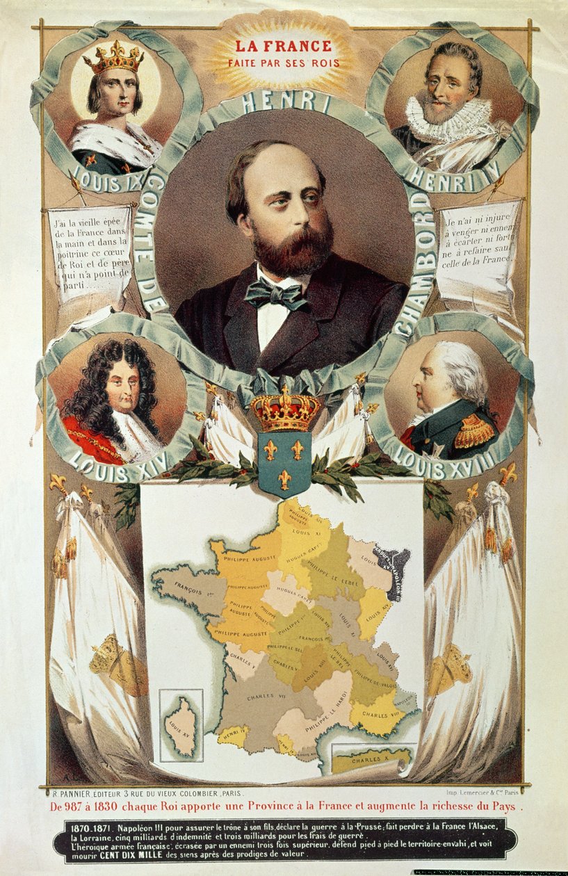 La Francia Hecha por sus Reyes, Henri Charles Ferdinand Marie Dieudonne (1820-83) Conde de Chambord, después de 1870 de French School