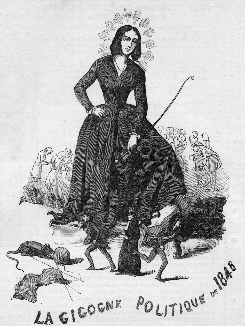 La Gigogne política de 1848 (George Sand (Aurore Dupin, Baronesa Dudevant) (1804-1876) escritora francesa) de French School