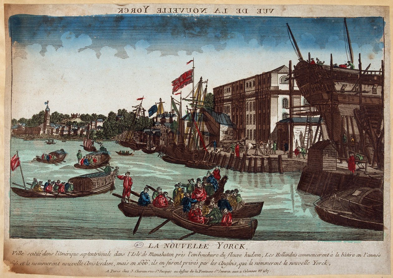 La Nueva York, grabado siglo XVIII de French School