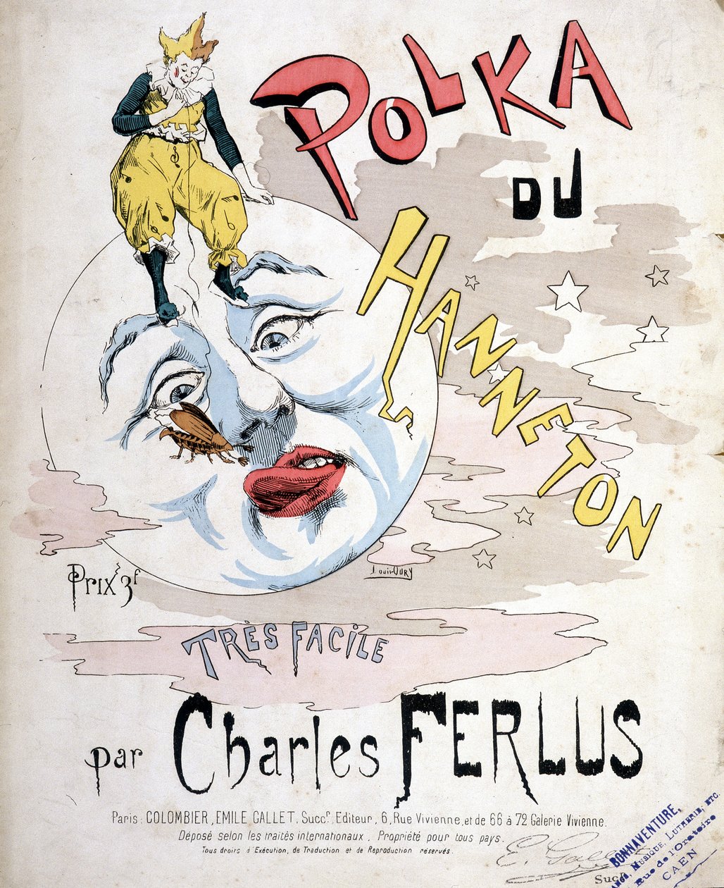 La Polka del Hanneton, por Charles Ferlus - portada de partitura, finales del siglo XIX de French School