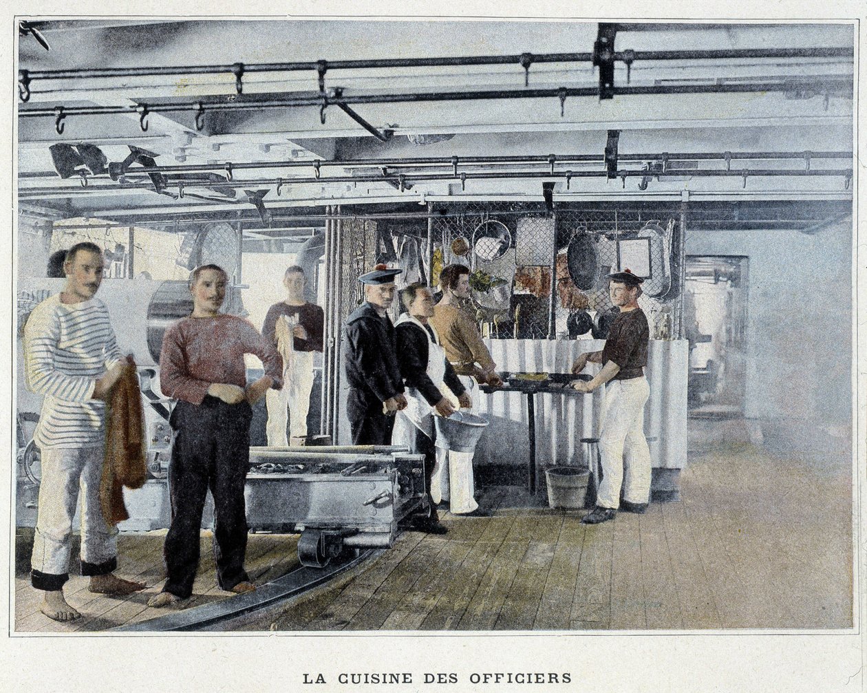 La cocina de los oficiales - en "Album militaire - Marine: La vie à bord" de French School