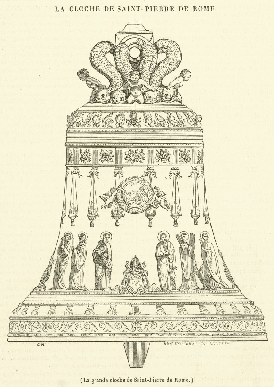 La gran campana de San Pedro en Roma (grabado) de French School