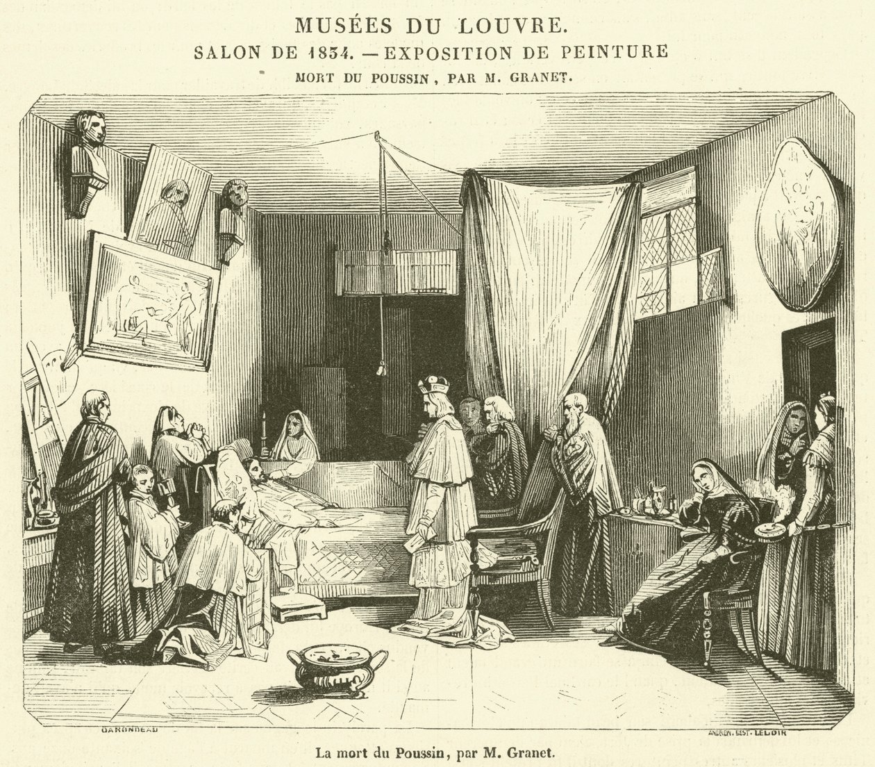 La muerte de Poussin (grabado) de French School
