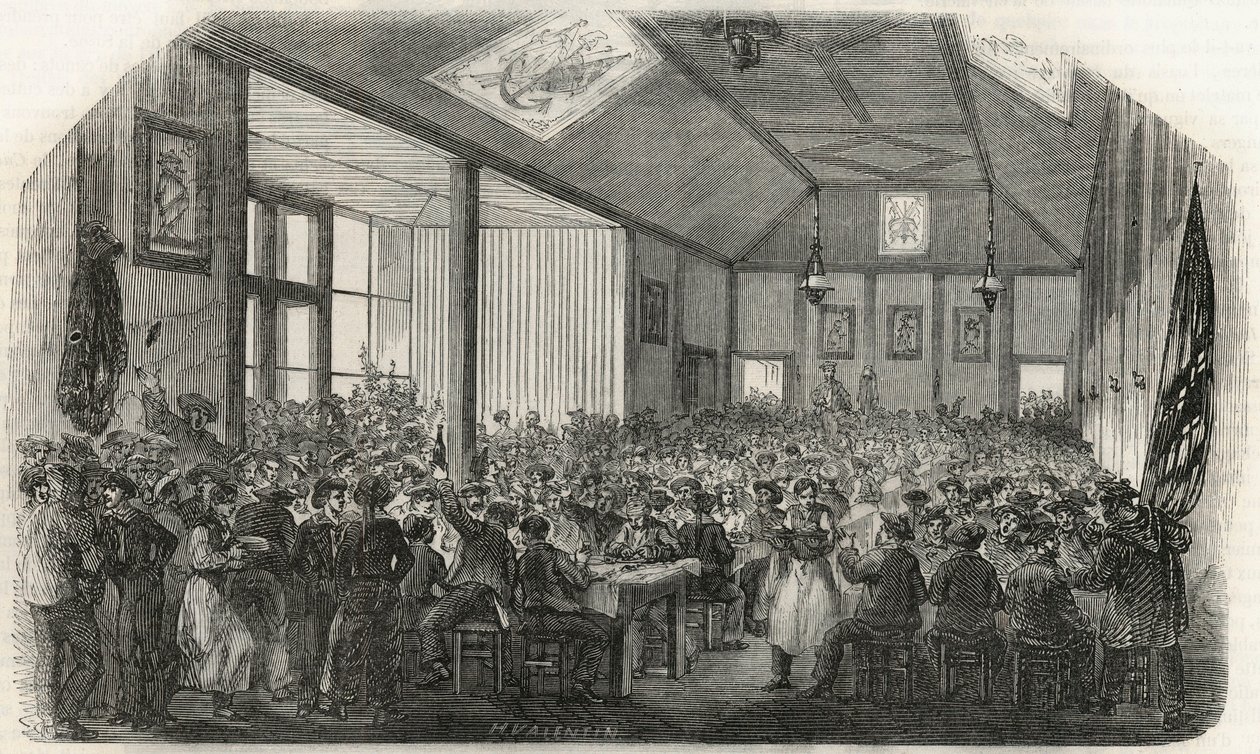 La taberna de los Canotiers en Bercy en el siglo XIX - Grabado en "Tableau-de-Paris" por Edmond Texier 1852 de French School