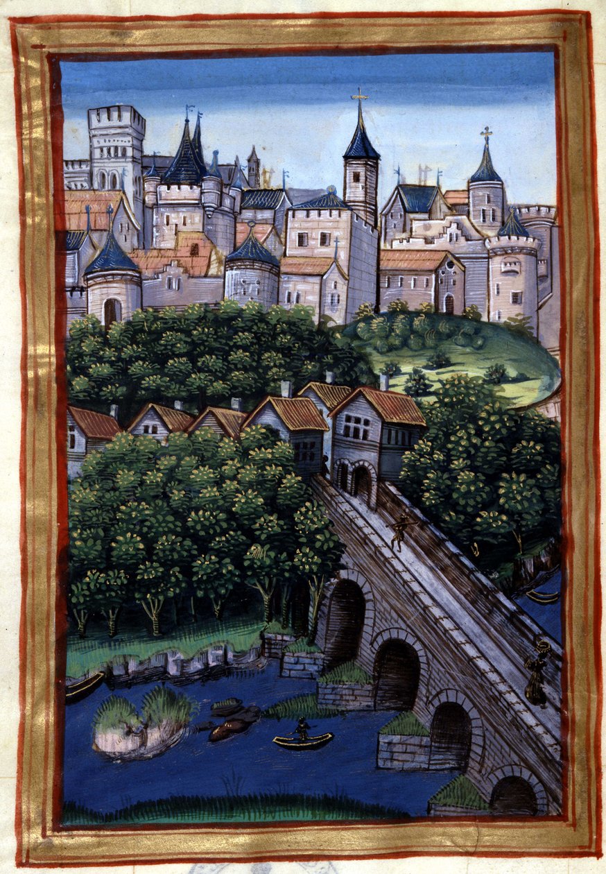 La ciudad de Lyon - en “Roman de Palamus, cuento del León” de Simphorian-Champier de French School