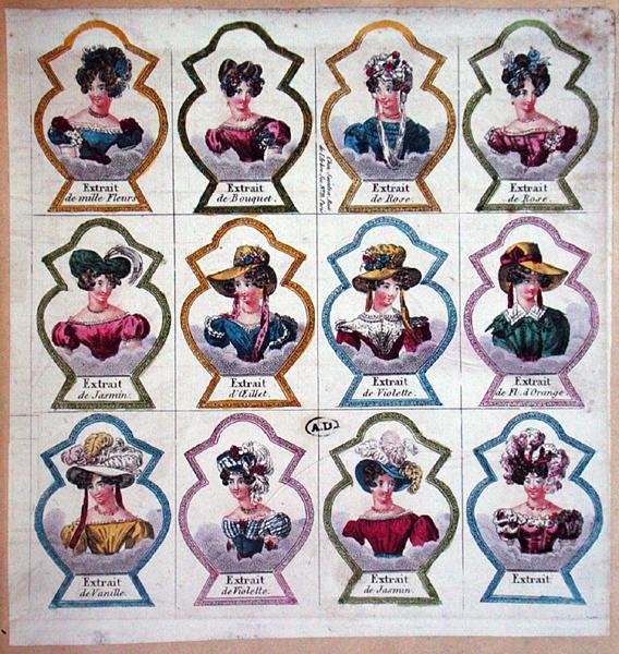 Etiquetas para perfumes, c.1820 de French School