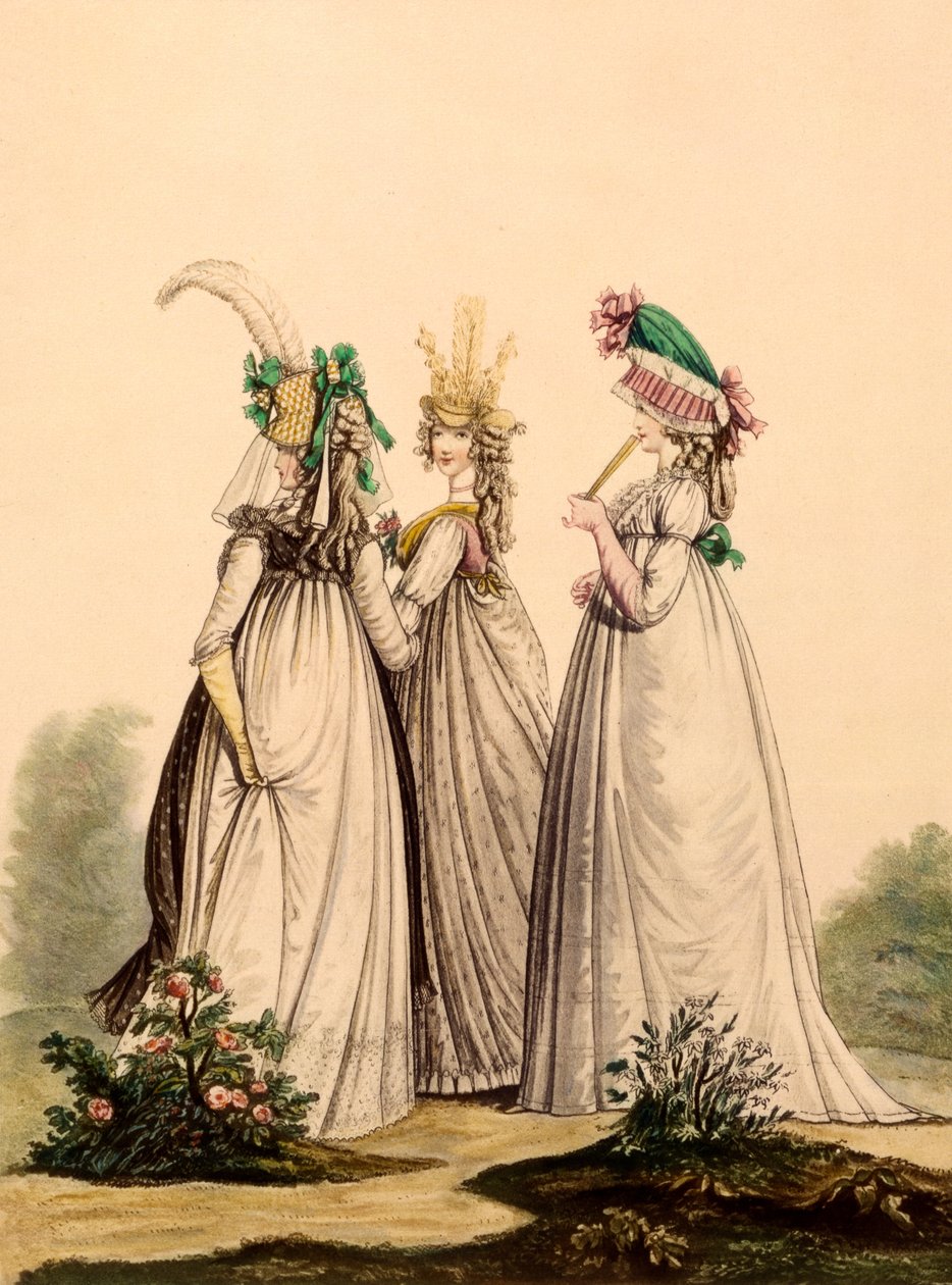 Damas en ropa de día - Modas inglesas, 1795 de French School