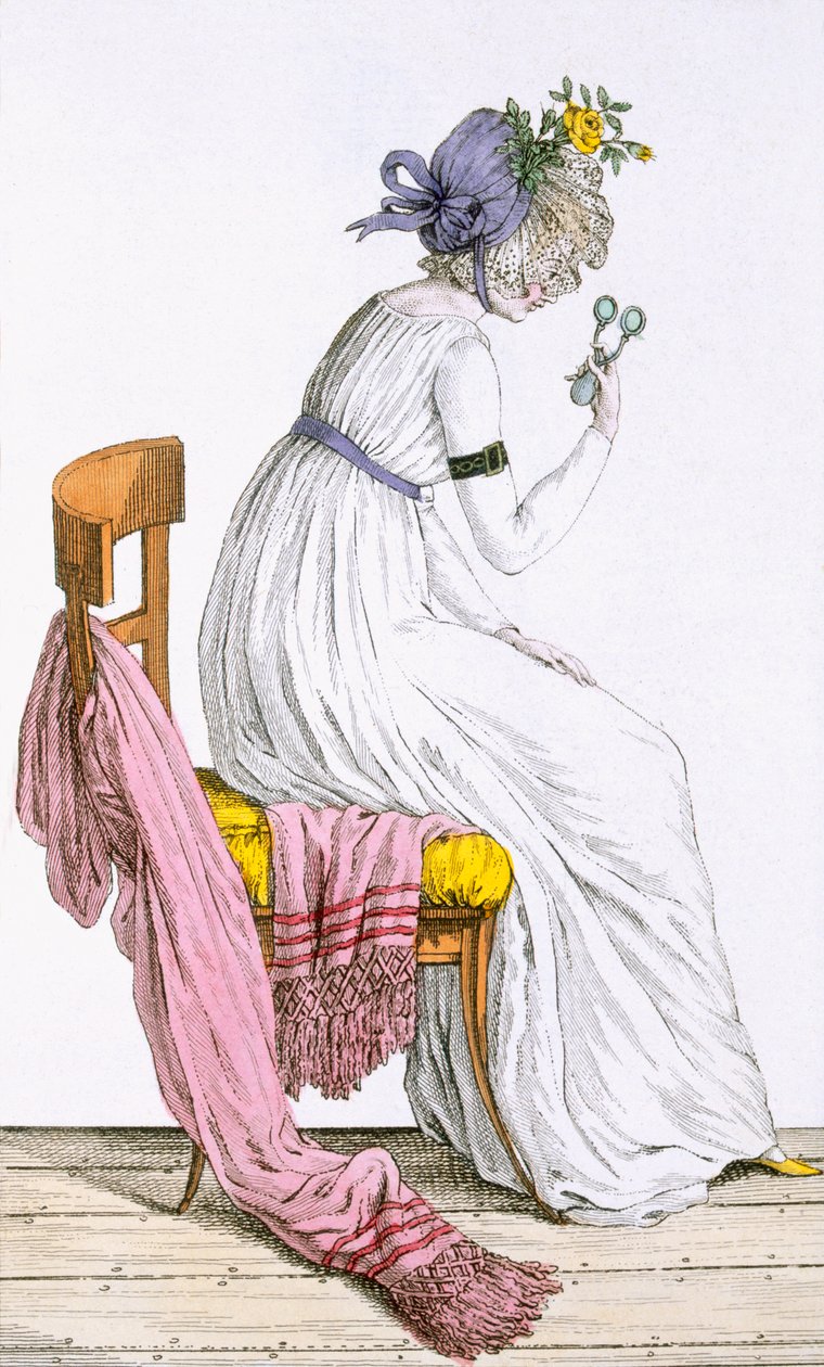 Dama con negligé, de Costume Parisien, publicado en Journal des Dames et des Modes, 1797 de French School