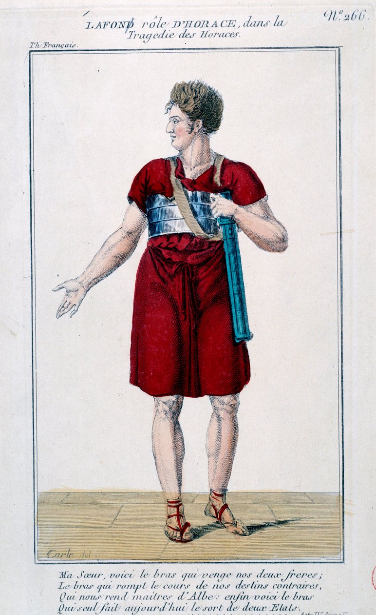 Lafon en el papel de Horacio en la tragedia de Horacio de Corneille (1640). Grabado del siglo XIX. París, Comédie-Française de French School