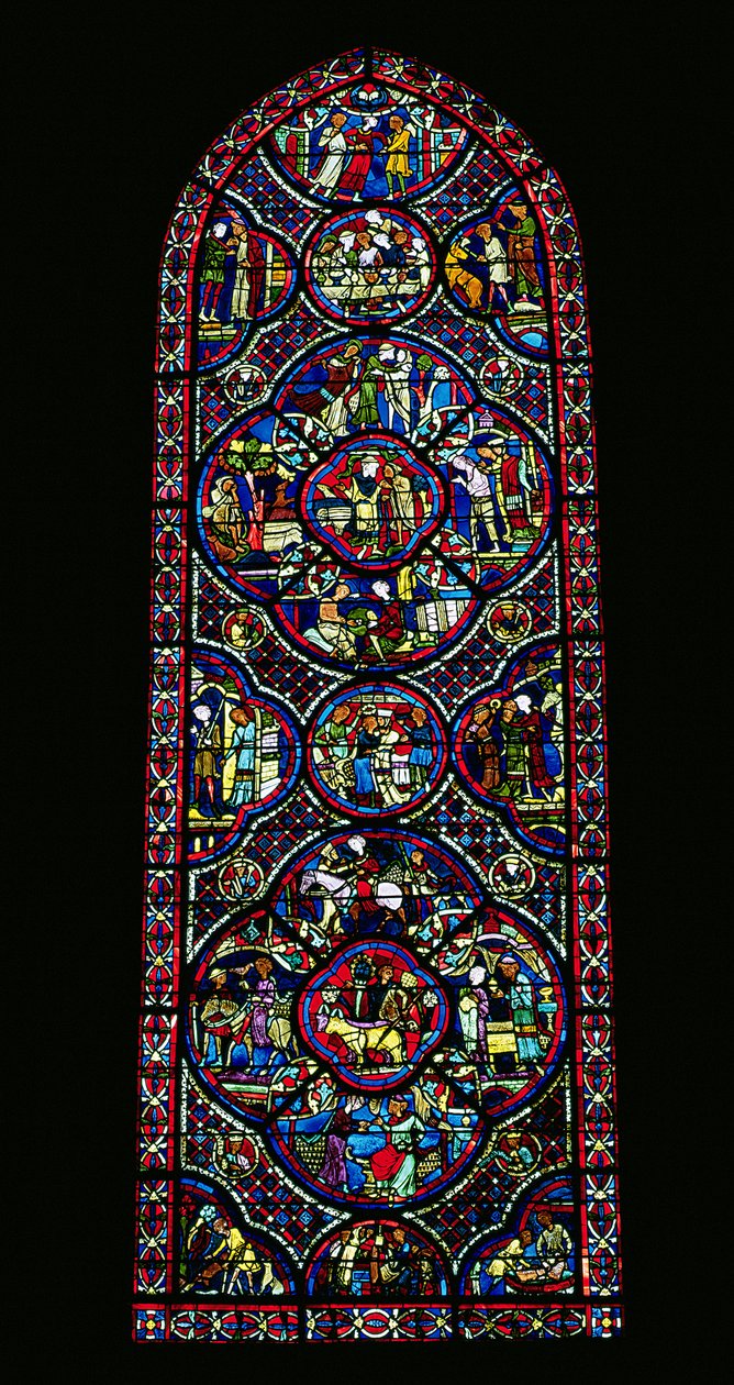 Ventana lanceta que representa la Parábola del Hijo Pródigo de French School