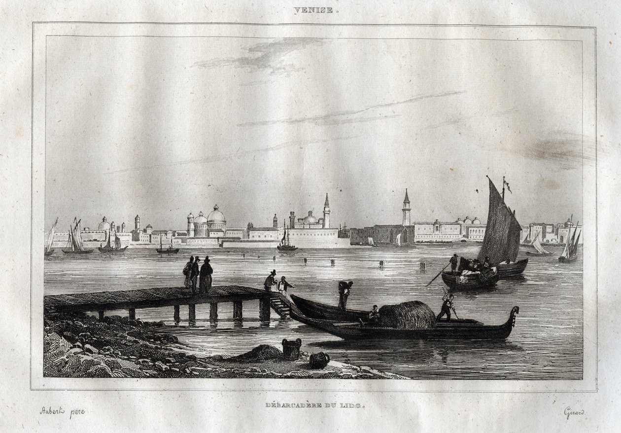 Embarcadero del Lido de Venecia - Grabado de “Italia Pintoresca” por M. de Norvins, Ch. Nodier 1834-1836. de French School