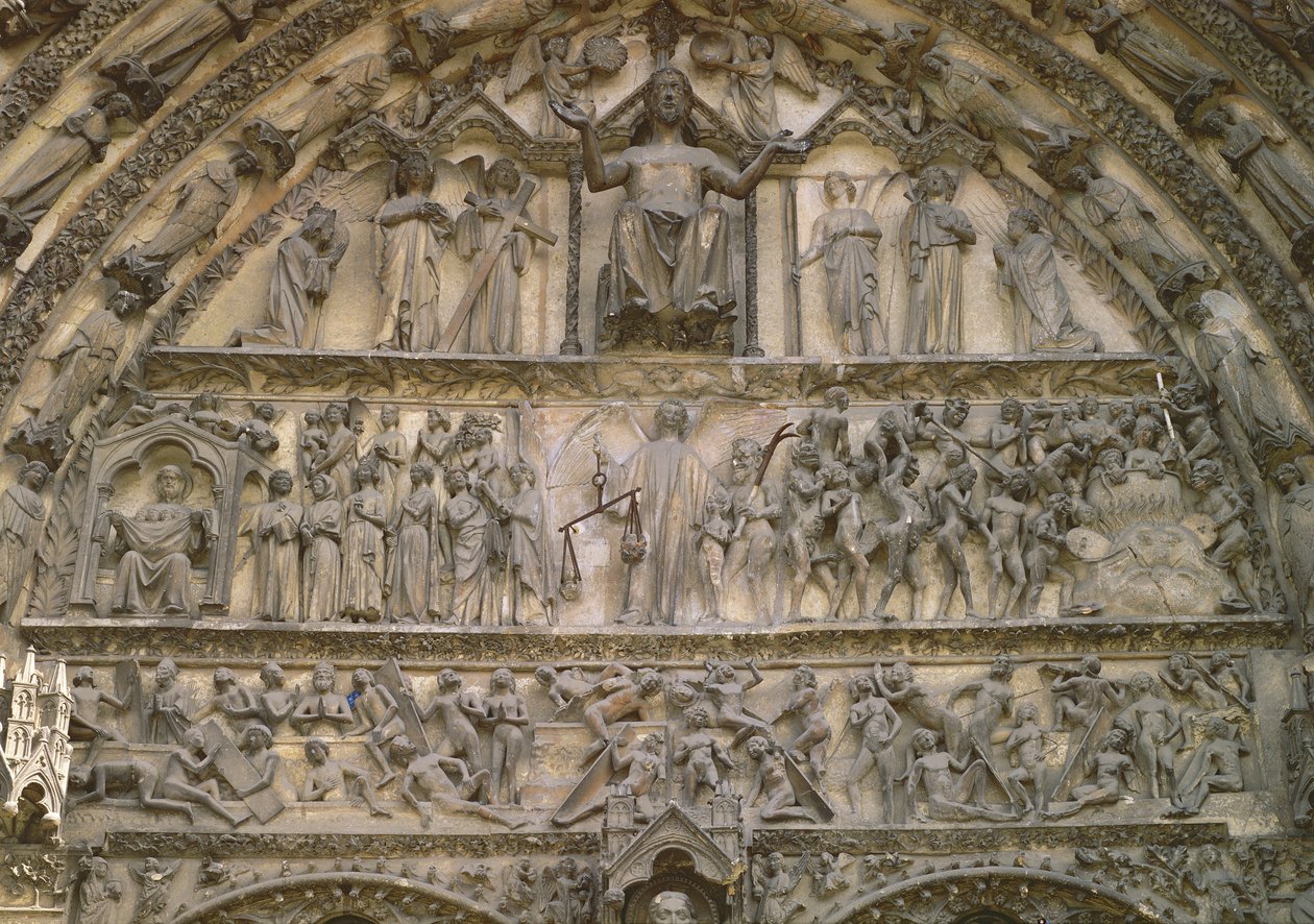 Juicio Final, tímpano del portal central de la fachada oeste, siglo XIII de French School