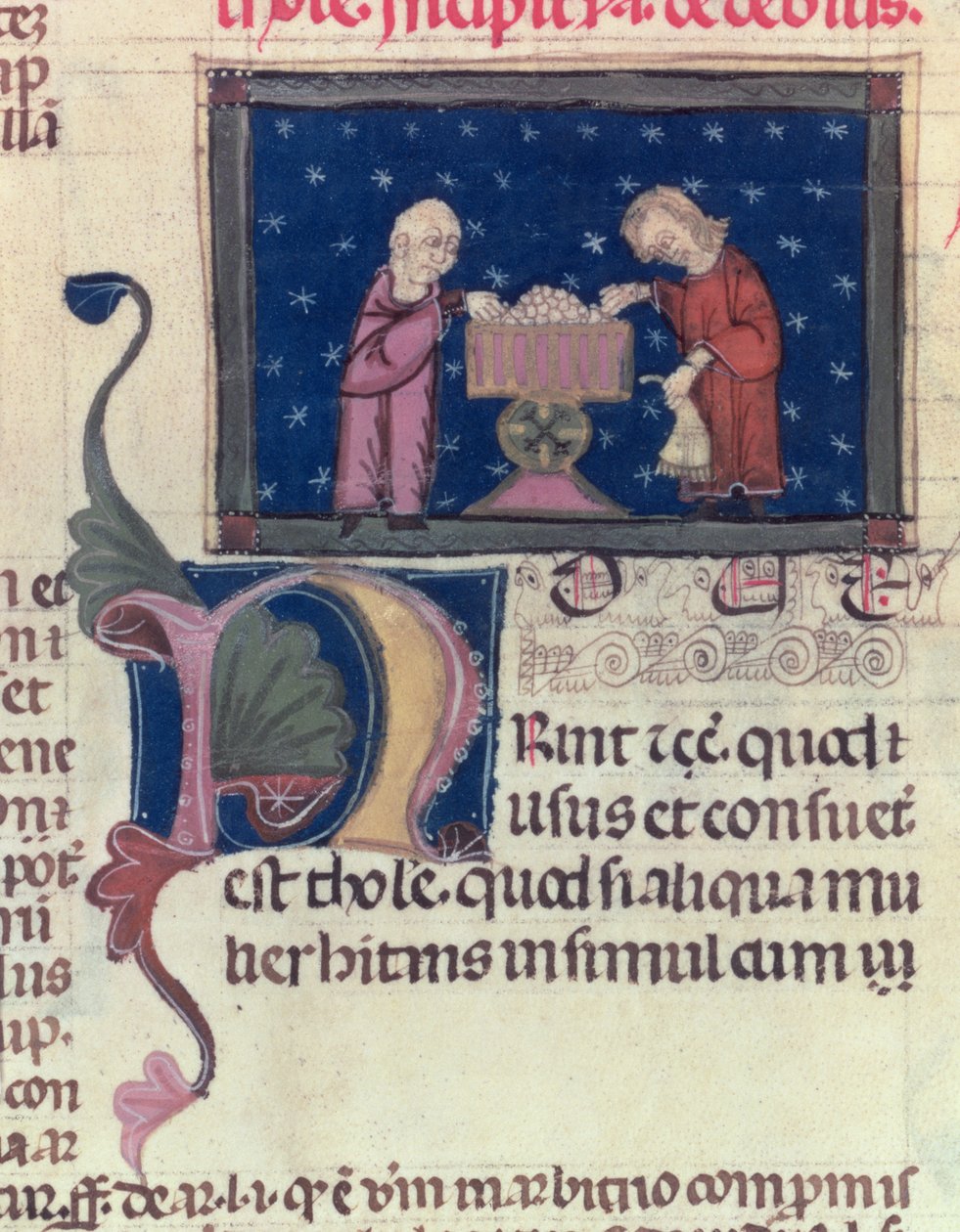 Lat 9187 fol.11v El deudor, de Coutumes de Toulouse, 1296 de French School