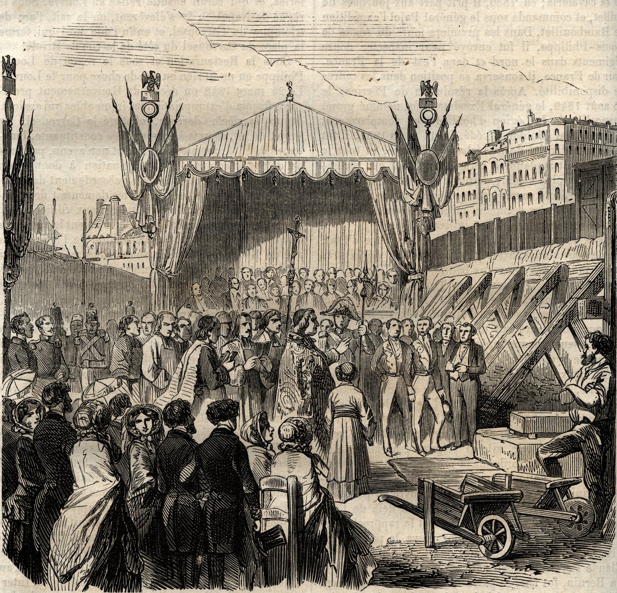 Colocación de la primera piedra del nuevo Louvre el 25 de julio de French School