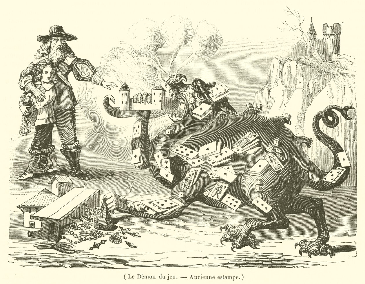 Le Demon du jeu (grabado) de French School