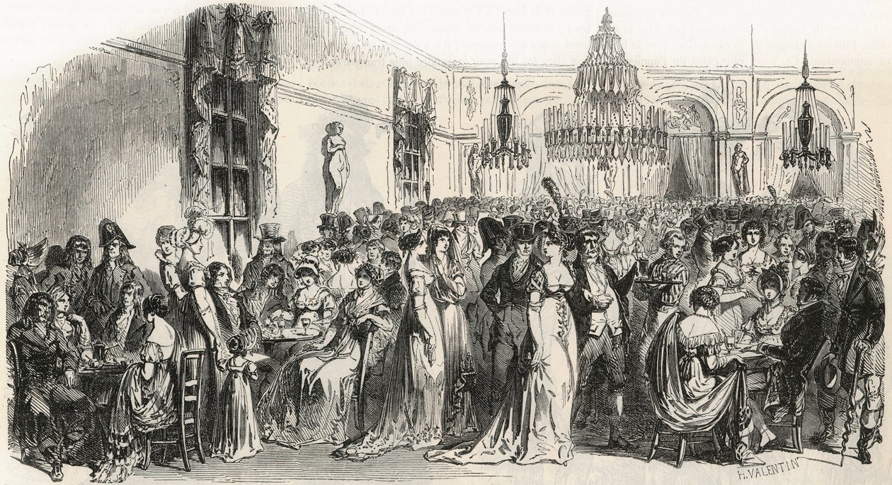 El Gran Salón del café Frascati en París en el siglo XIX - Grabado en “Tableau-de-Paris” de Edmond Texier 1852 de French School