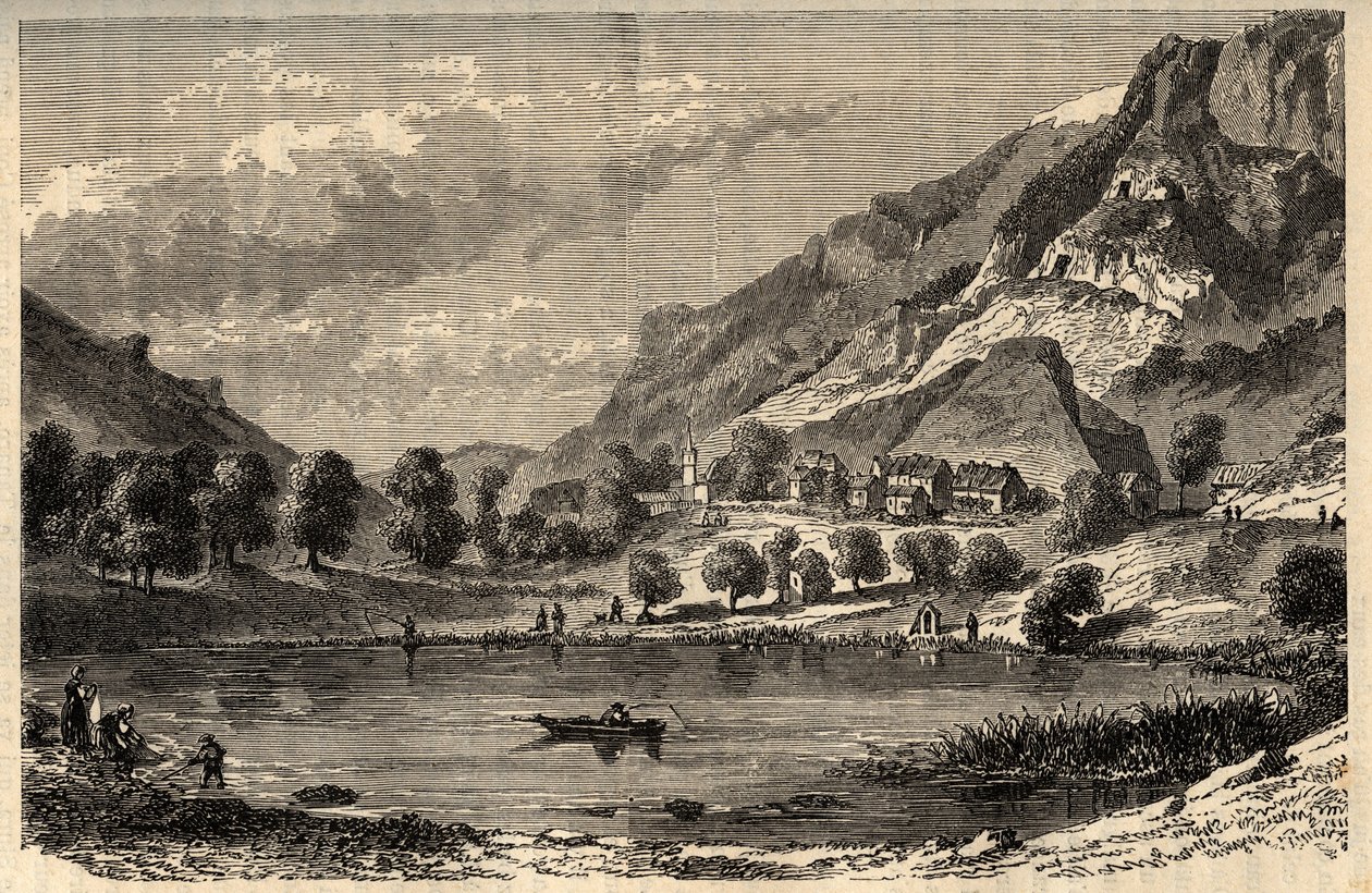 Le Lauzet-Ubaye - El lago de Lauzet - comuna en el departamento de Alpes de Alta Provenza en el sureste de Francia - grabado en “PATRIE” - DESCRIPCIÓN PICTÓRICA DE FRANCIA EN 6 VOLÚMENES POR LUCIEN HUARD - finales del siglo XIX de French School