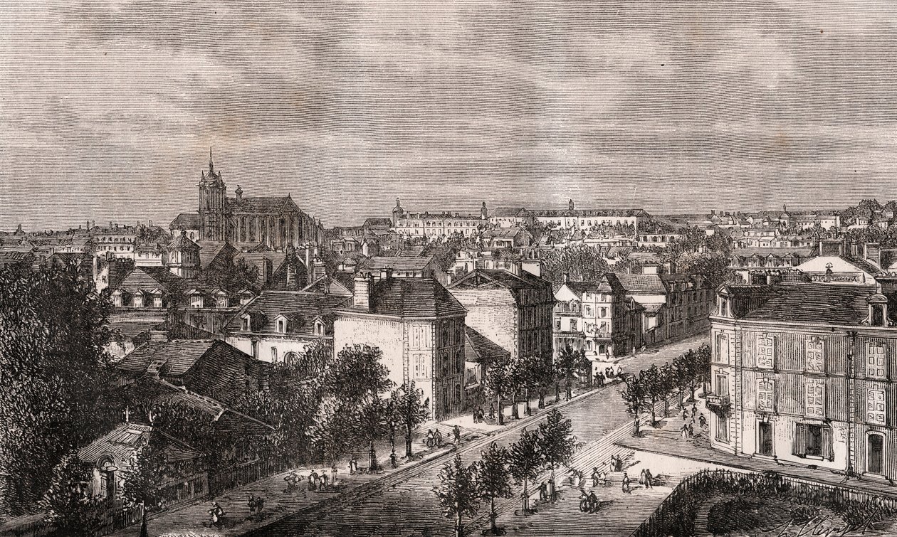 Le Mans - Pays de la Loire - grabado en “La France illustrée: géographie, histoire, administration statistique” por V.A. Malt-Brown. 1884 de French School