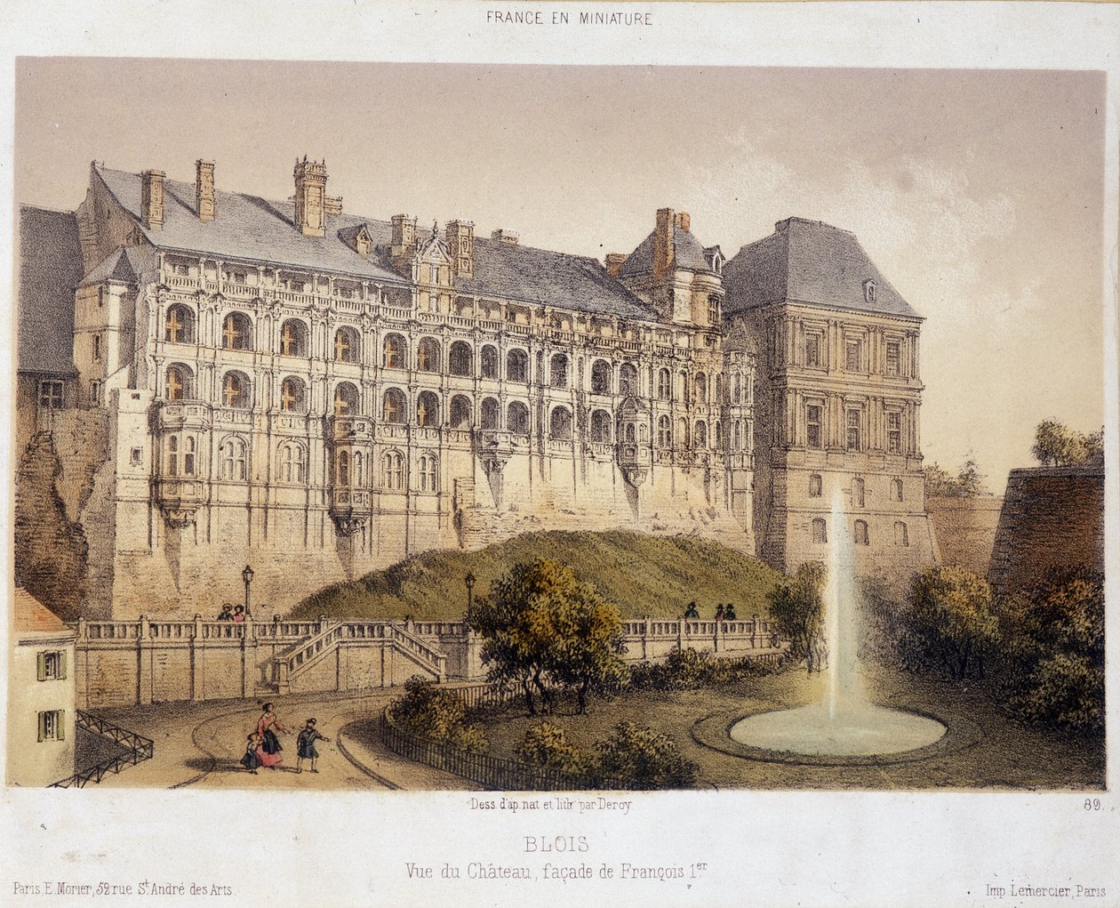 Le chateau de Blois - litografía de French School