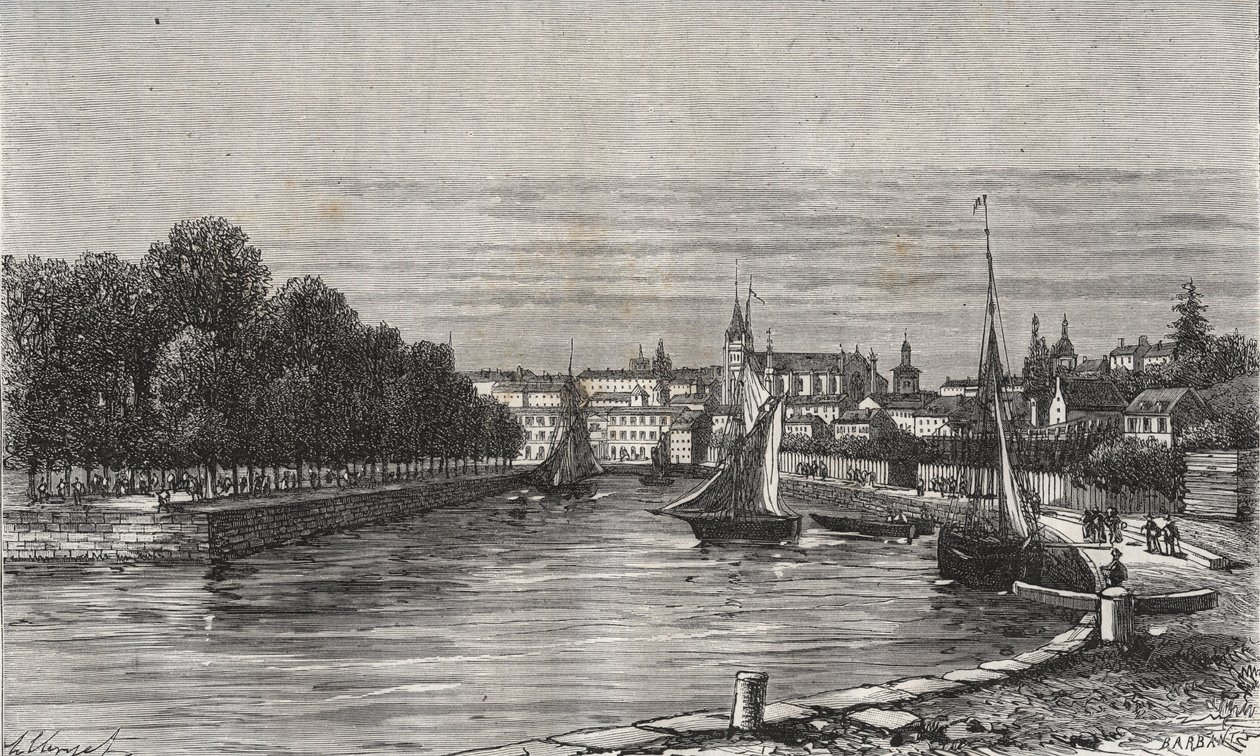 El puerto de Vannes (Morbihan, Francia) - grabado en “La France illustree: geographie, histoire, administración statistique” por V.-A. Malt-Brown. 1884 de French School