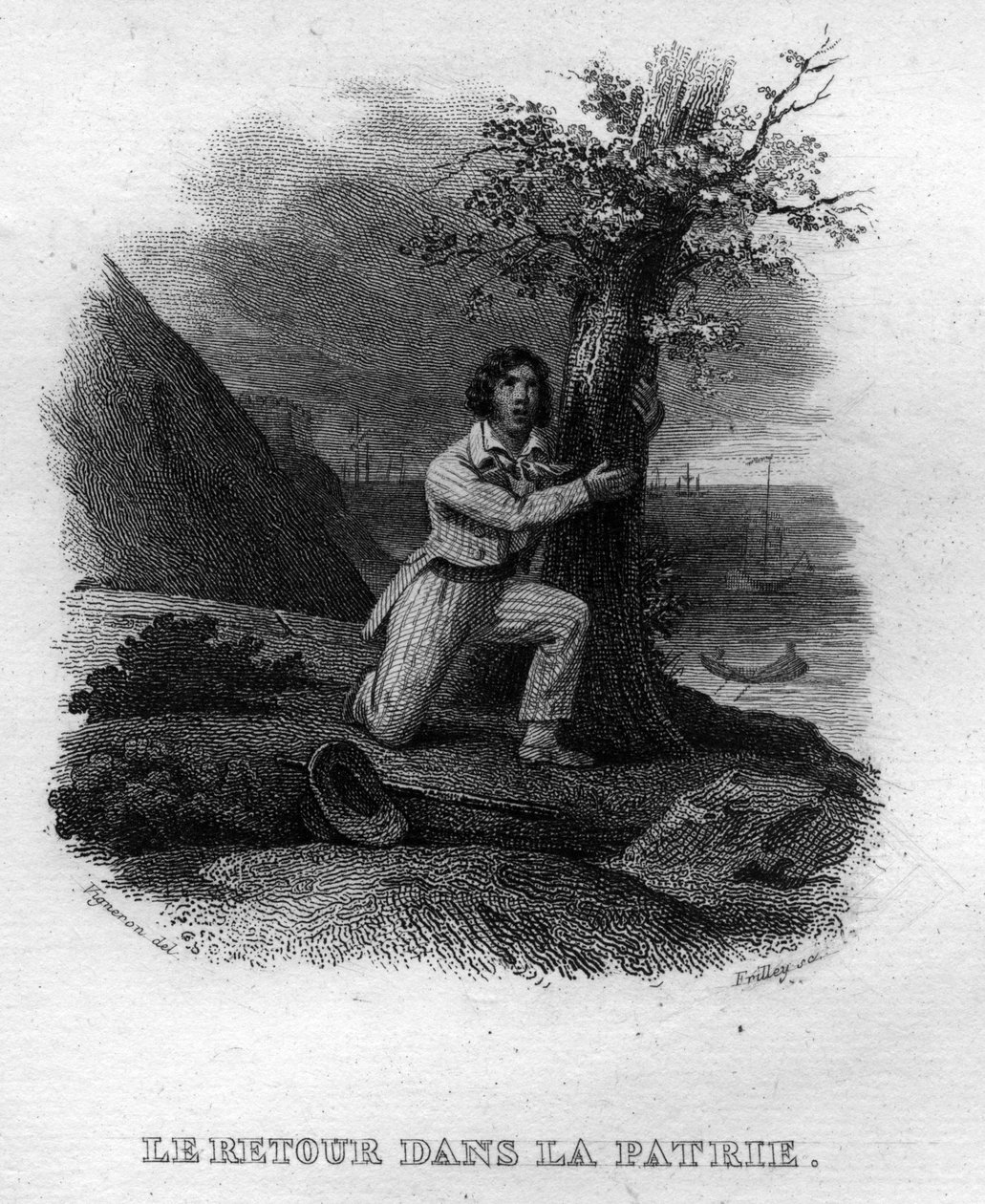 Le retour dans la patrie Chanson de Béranger en “Oeuvres complètes” (1834) de Pierre Jean de Béranger (1780-1857), poeta y compositor francés. de French School
