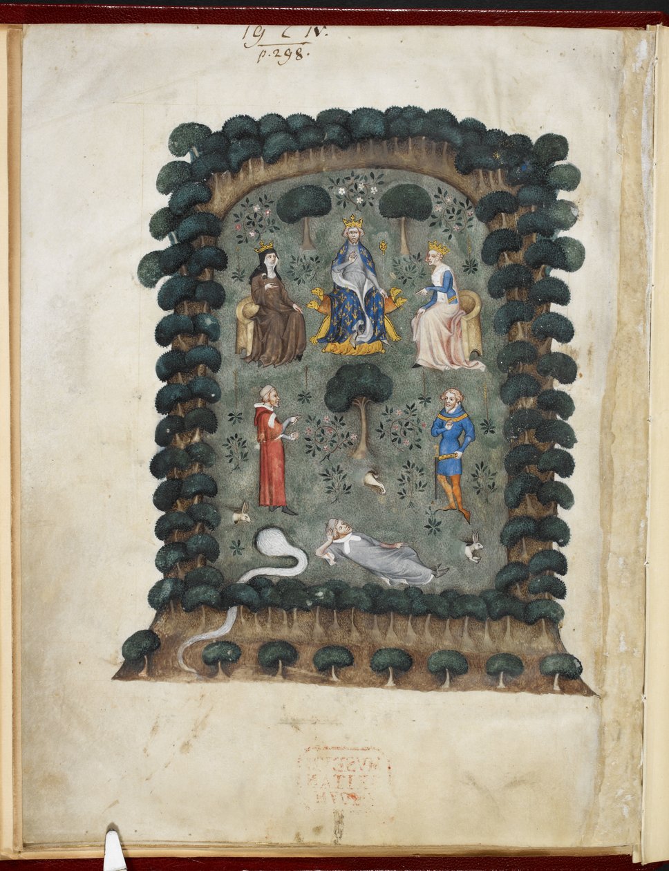 Le songe du vergier, atribuido a Évrart de Trémaugon, Royal MS 19 C IV, f.1v de French School