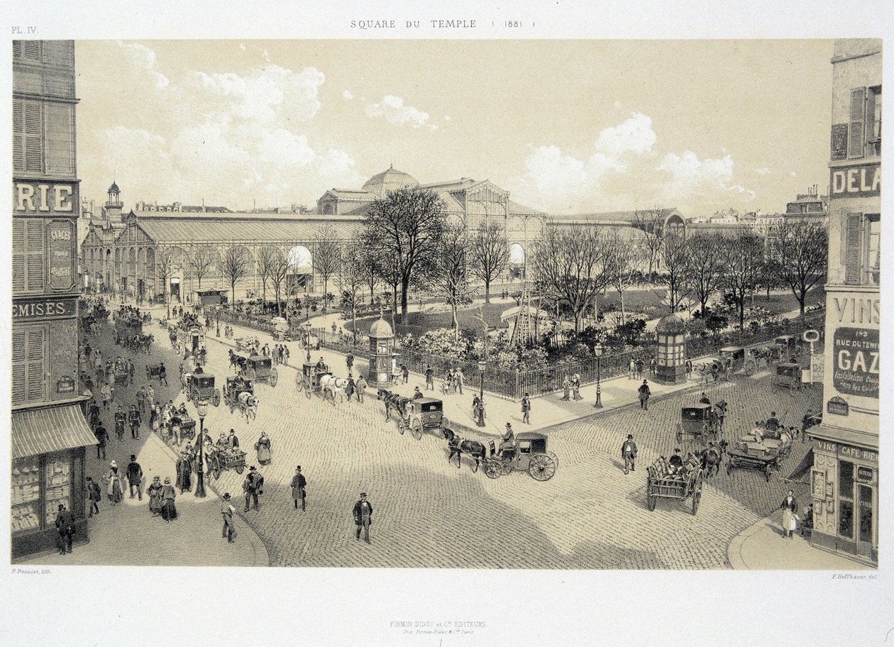 Le square du temple en 1881 - en “París a través de los siglos: el templo y la rue Royale”, finales del siglo XIX de French School