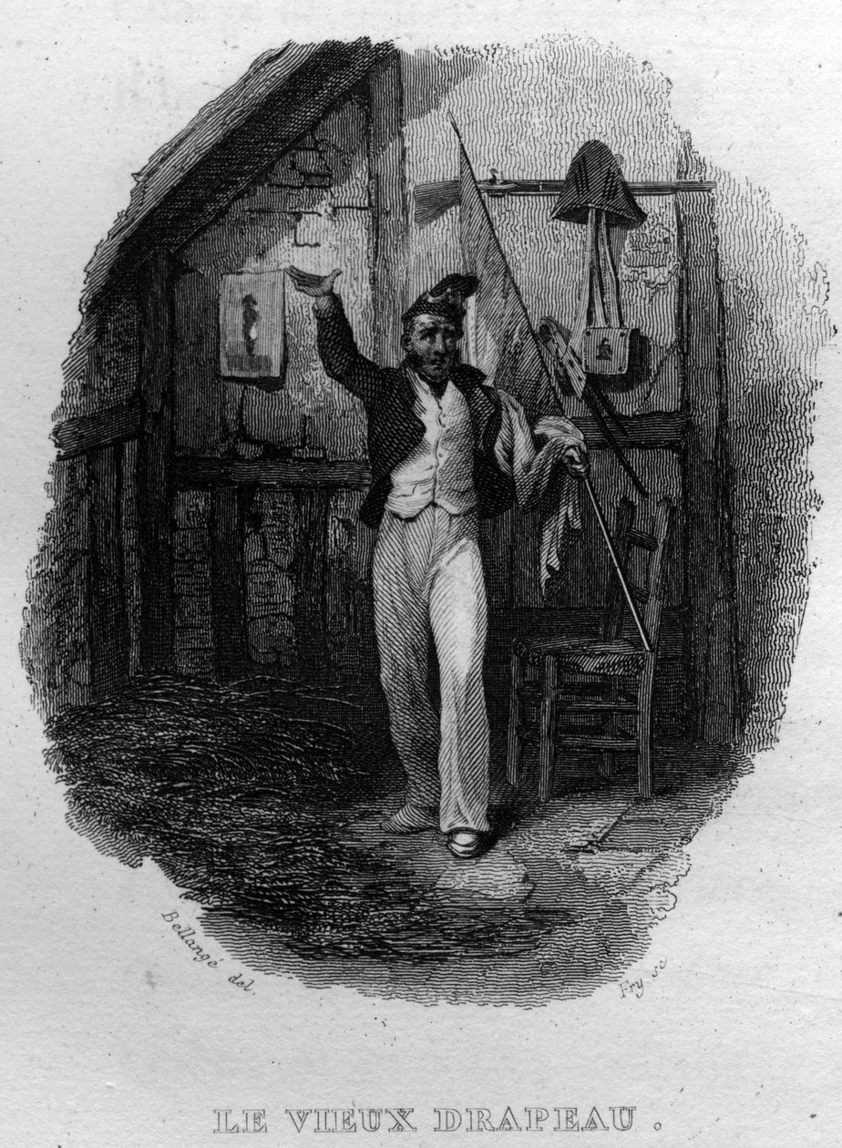 Le vieux drapeau Chanson de Beranger en “Oeuvres completes” (1834) por Pierre Jean de Beranger (1780-1857), poeta y compositor francés. de French School