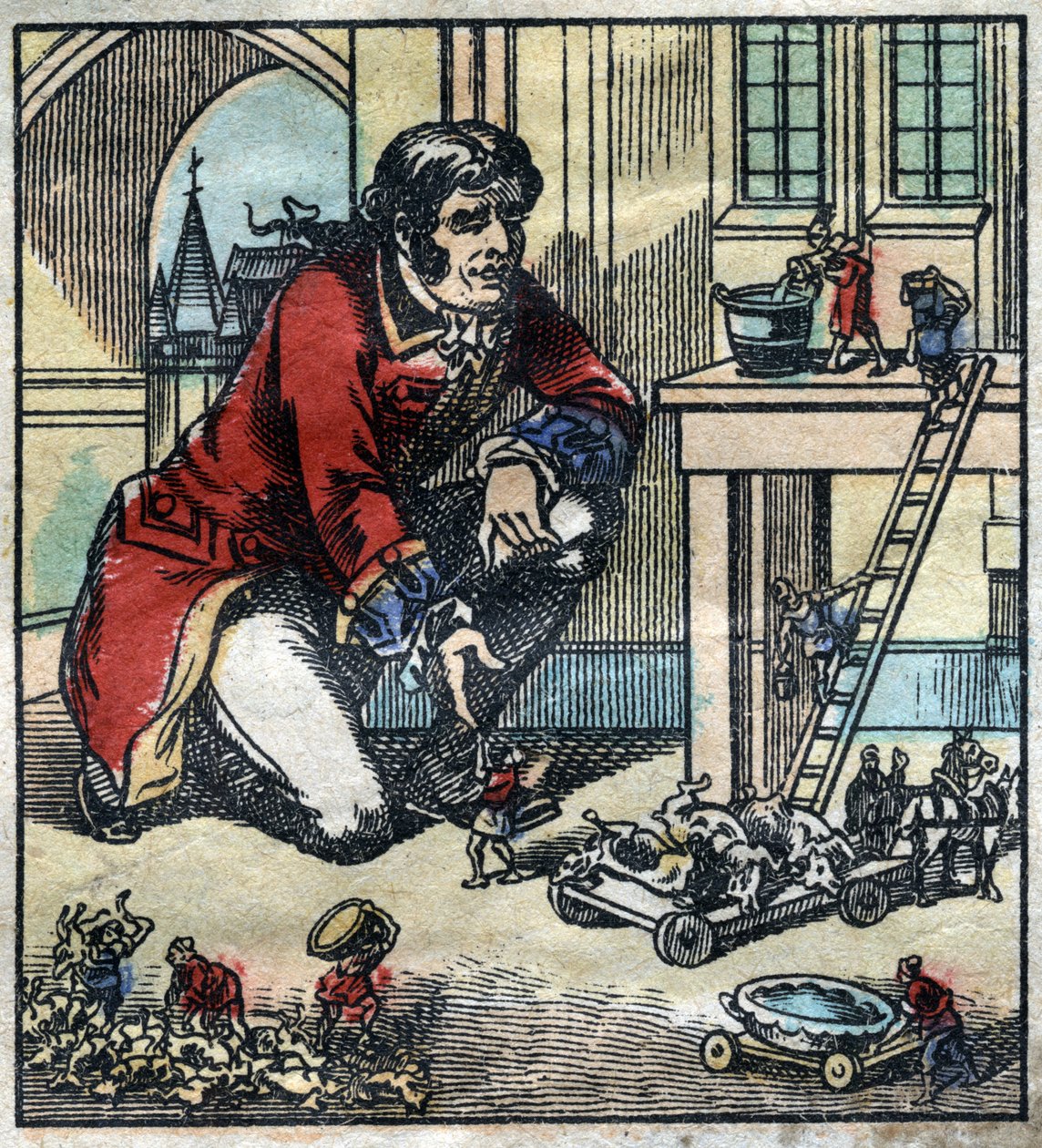Lemuel Gulliver consejero del ejército de Lilliput. Ilustración para "Los viajes de Gulliver" de Jonathan Swift (1667-1745). Imagen de Épinal de finales del siglo XIX. de French School