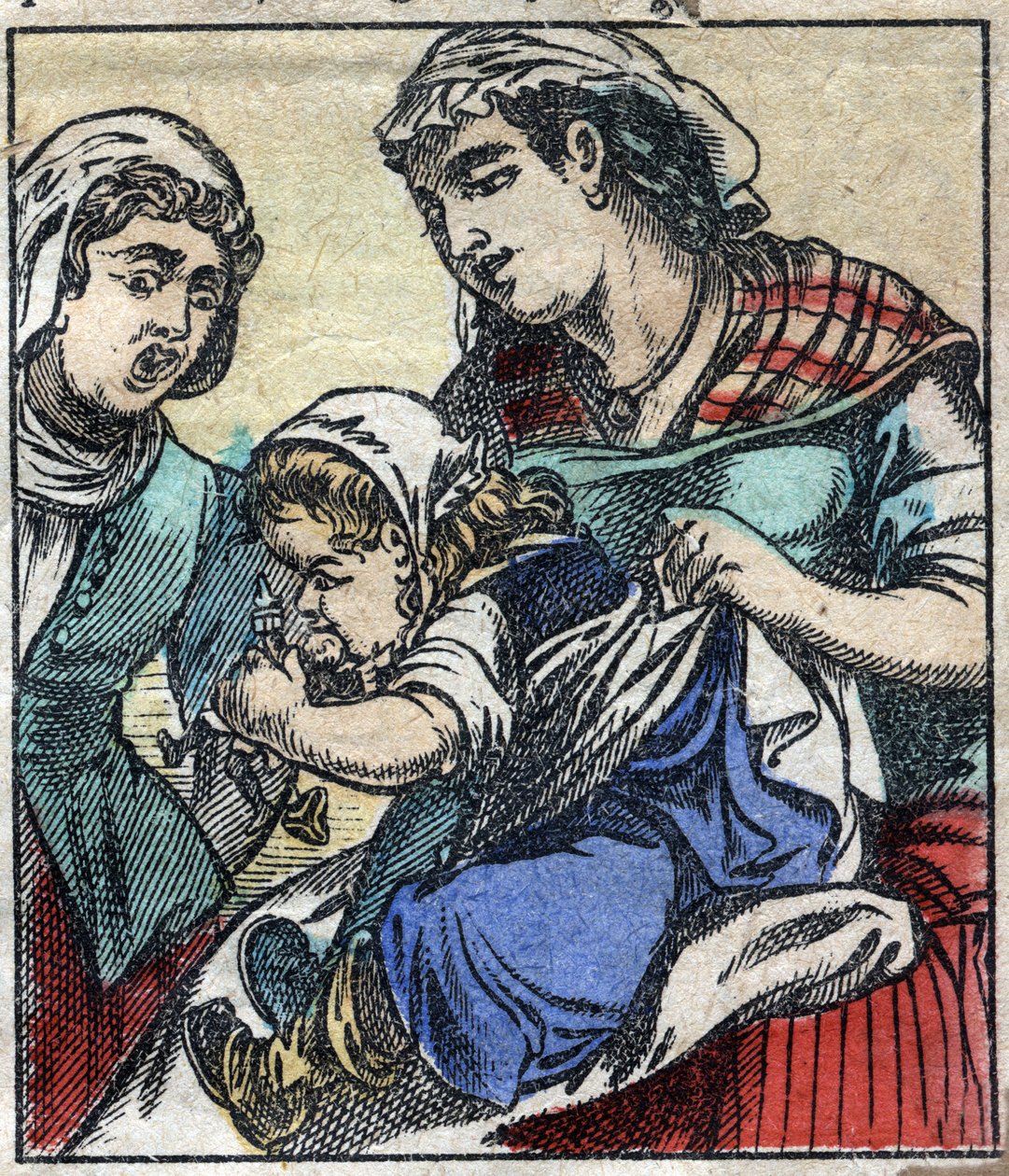 Lemuel Gulliver en el País de los Gigantes de Brobdingnag. Ilustración para "Los viajes de Gulliver" de Jonathan Swift (1667-1745). Imagen de Épinal de finales del siglo XIX. de French School