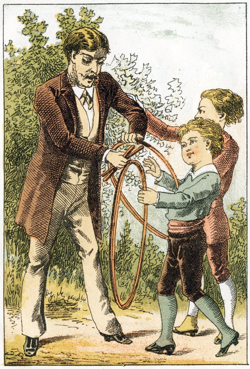 León y Lucien aprendieron bien a leer y se convirtieron en pequeños científicos - sus padres para recompensarlos les compraron bonitos aros - en “Alfabeto de los pequeños sabios”, finales del siglo XIX (cromolitografía) de French School