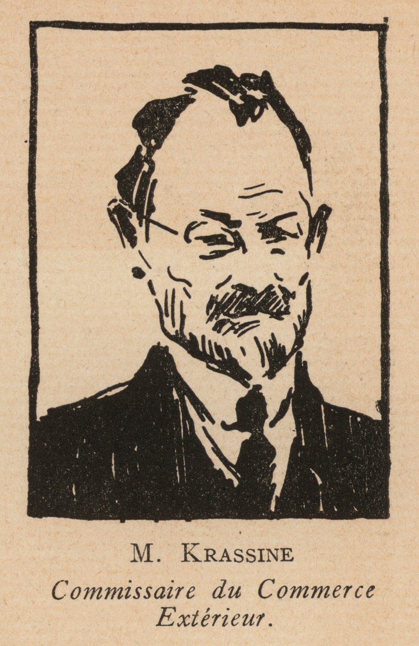 Leonid Krasin, político revolucionario bolchevique ruso y Comisario del Pueblo para el Comercio Exterior (litografía) de French School