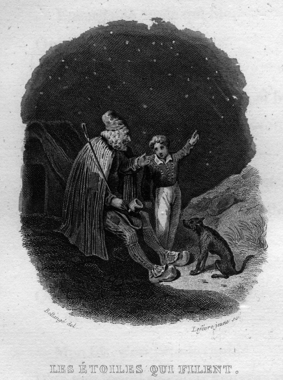 Les étoiles qui filent Chanson de Béranger en “Oeuvres complètes” (1834) de Pierre Jean de Béranger (1780-1857), poeta y compositor francés. de French School