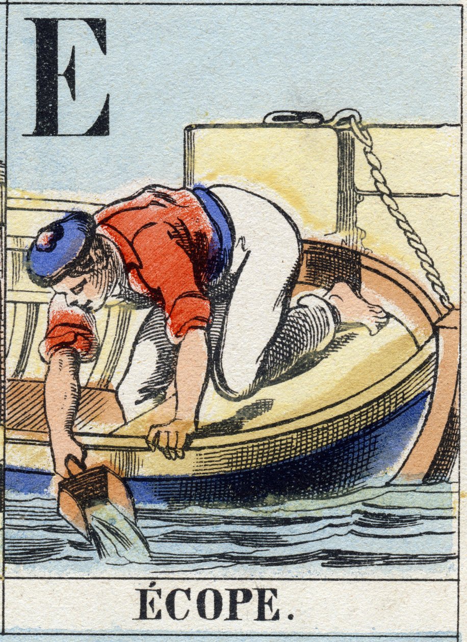 Letra E como ecope. Alfabeto naval. Imagen de Epinal, finales del siglo XIX de French School