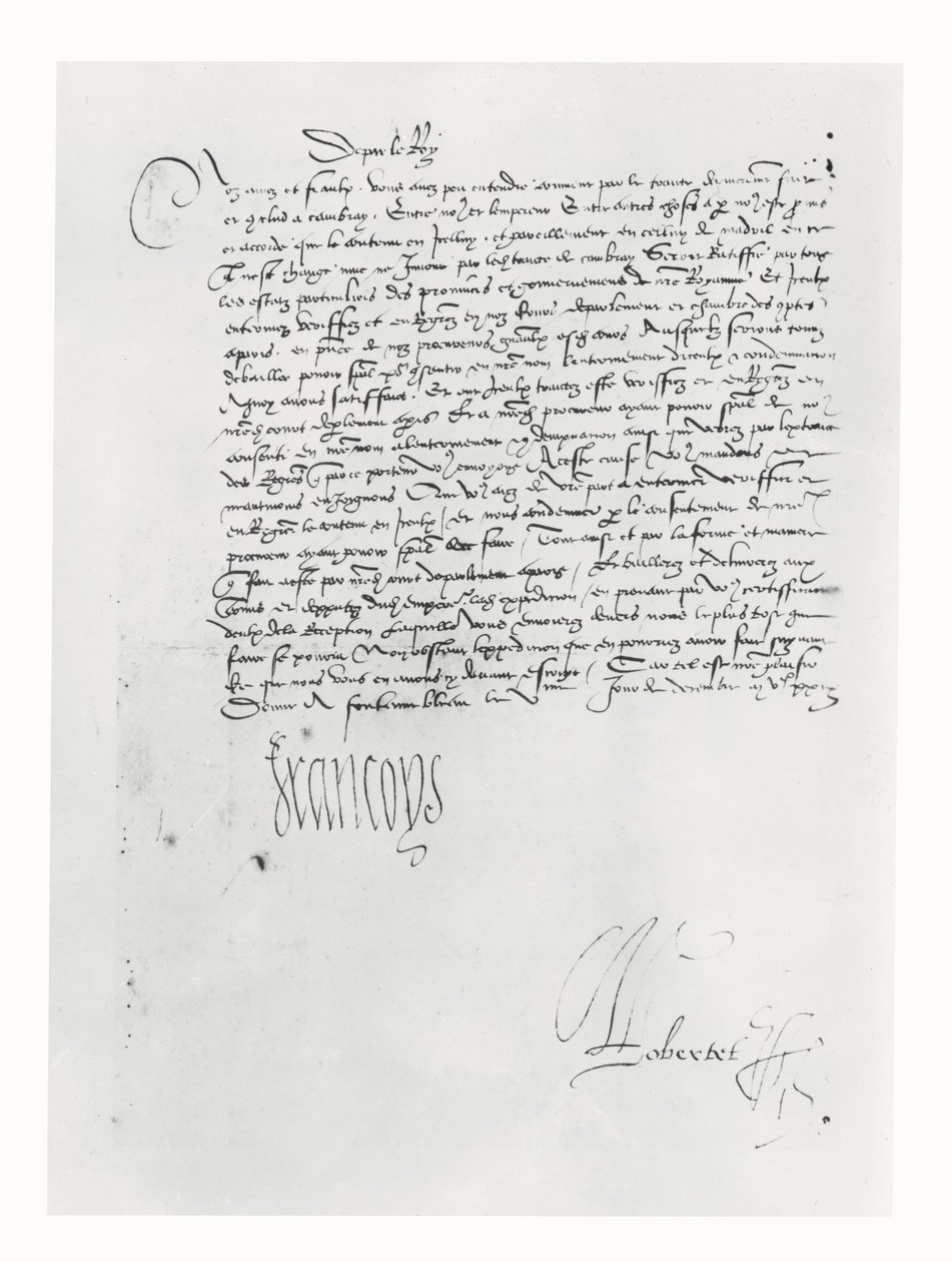 Carta de Francisco I de Francia al Parlamento de Burdeos de French School