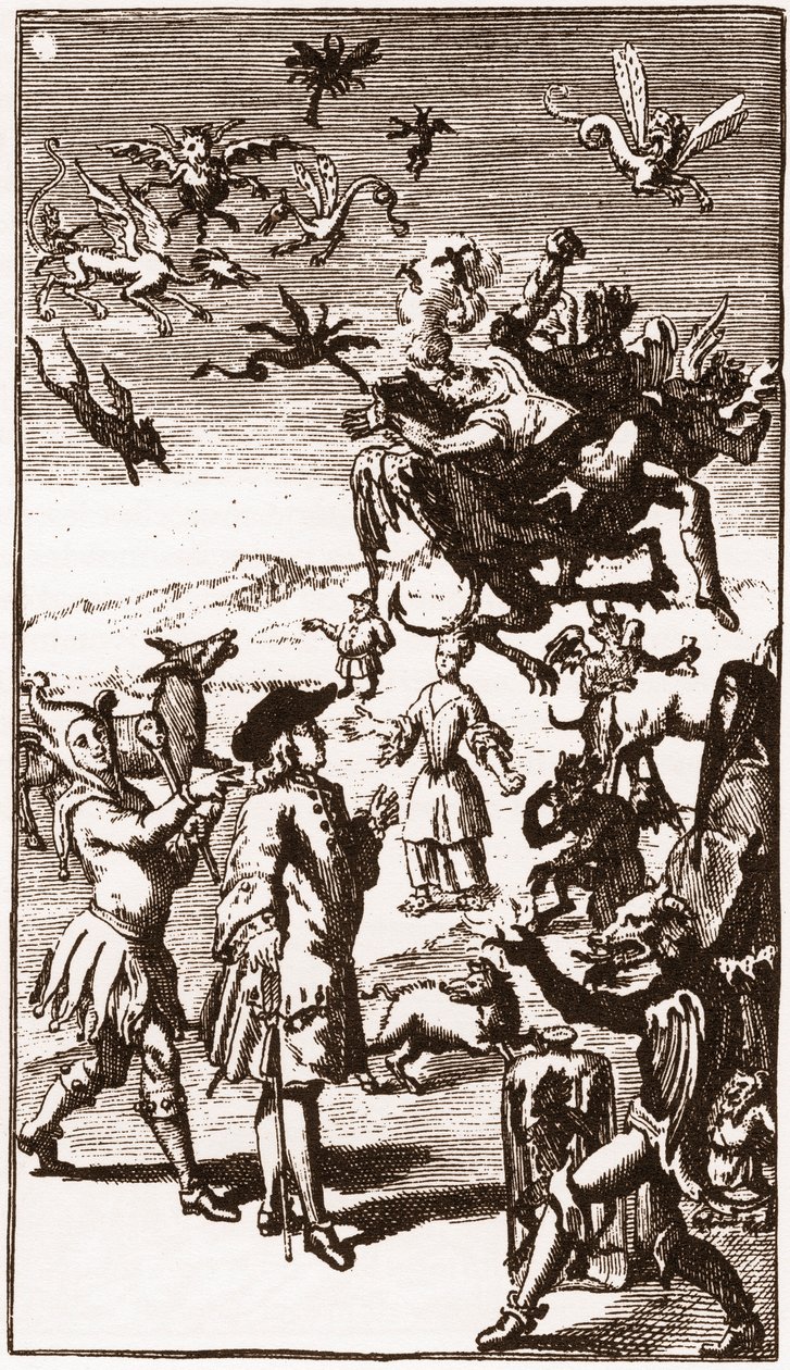 La evocación de los demonios, grabado de 1710 en “L