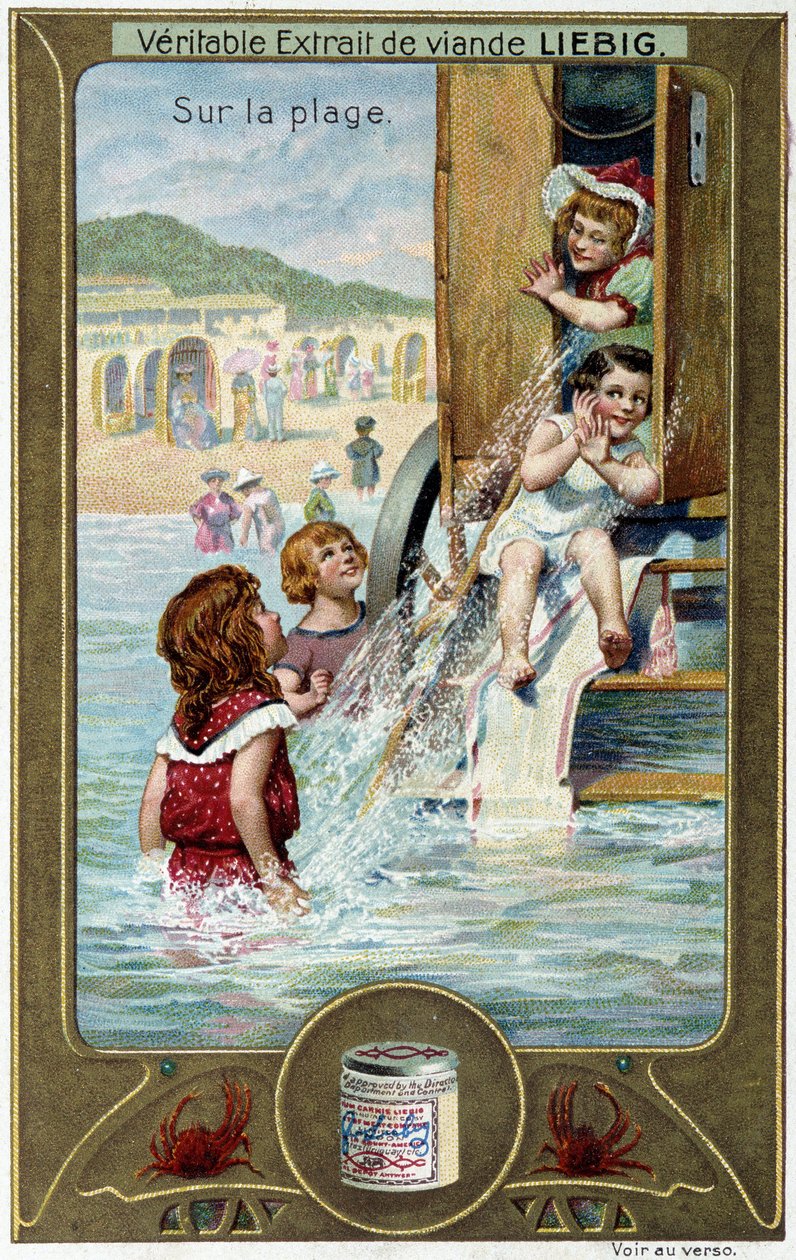Liebig cromolitografía serie "Juego de Playa" de los niños. sd. Siglo XIX de French School