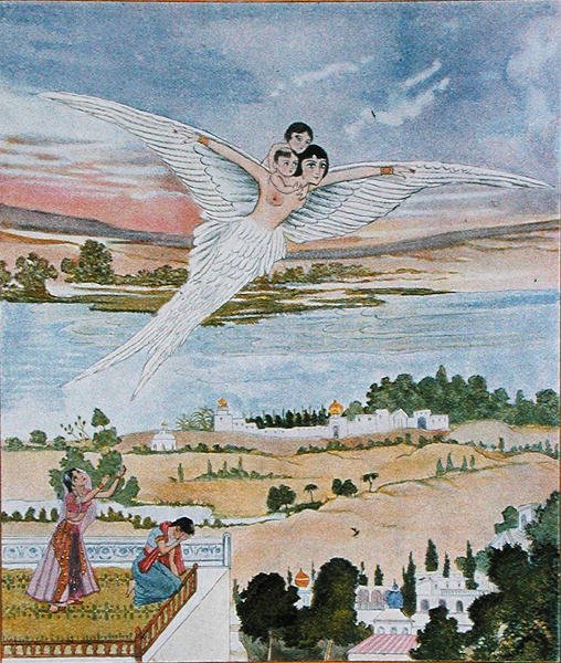 Levantando a los dos pequeños en el aire, ilustración de 