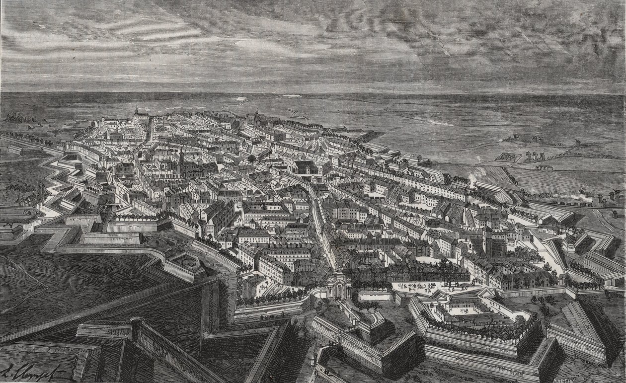 Ciudad de Lille en el norte de Francia - grabado en “La France illustree: geographie, histoire, administración statistique” por V.A. Malt-Brown. 1884 de French School