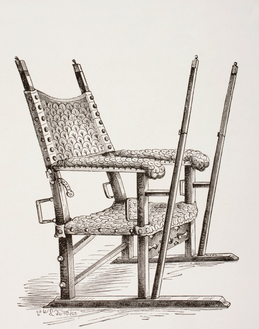 Silla de literas usada por Carlos I de España, de Les Arts au Moyen Age, publicado en 1873 de French School