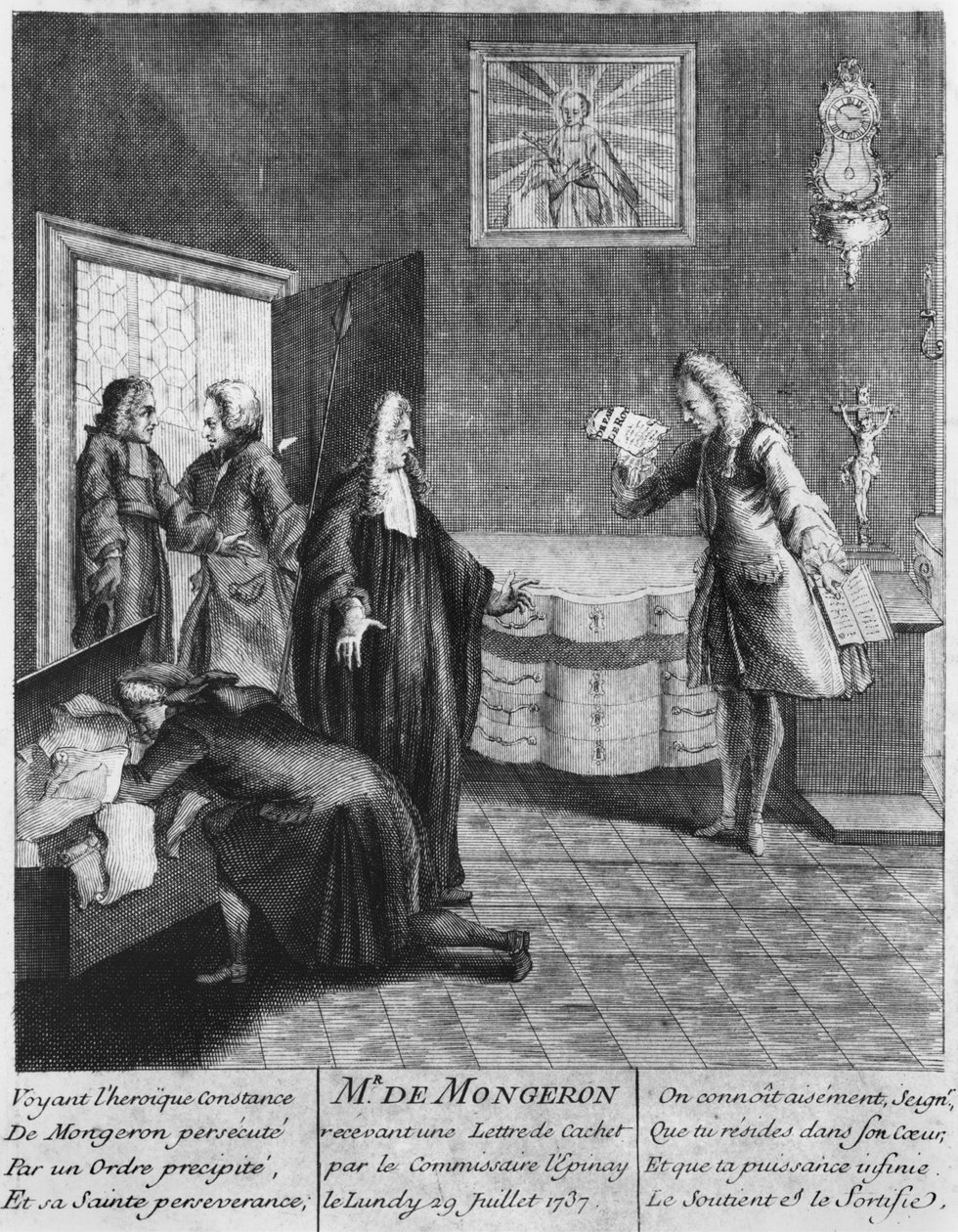 Louis Basile Carre de Montgeron recibiendo una lettre de cachet del rey Luis XV, 1737 de French School